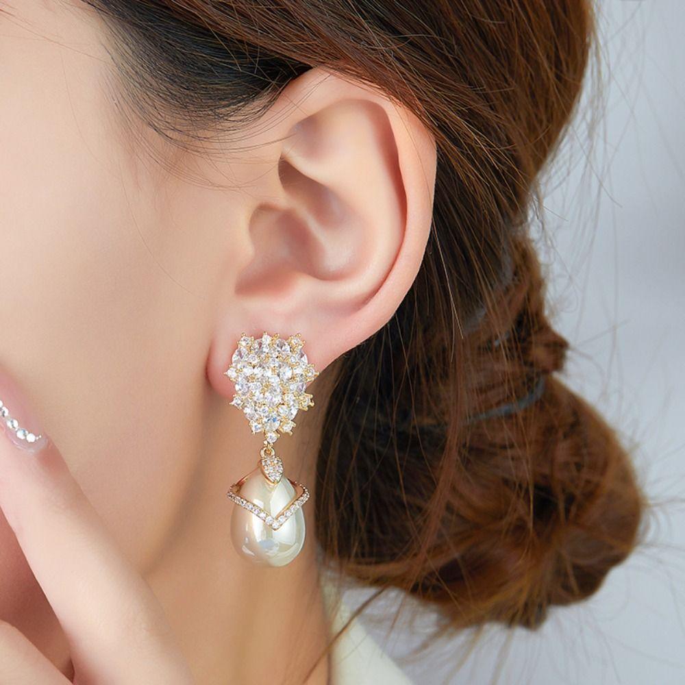 Pendant Crystal Stud Earrings Elegant Vintage Long Earrings Rhinestone Drop Earrings Girls Gift