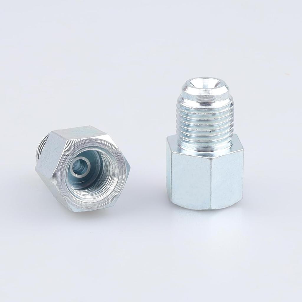 AC PERFORMANCE Female 3/8 X 24 Inverted To Male 7/16 X 24 Thread Brake Line Fittings Adapter Zinc Steel, Pack of 2