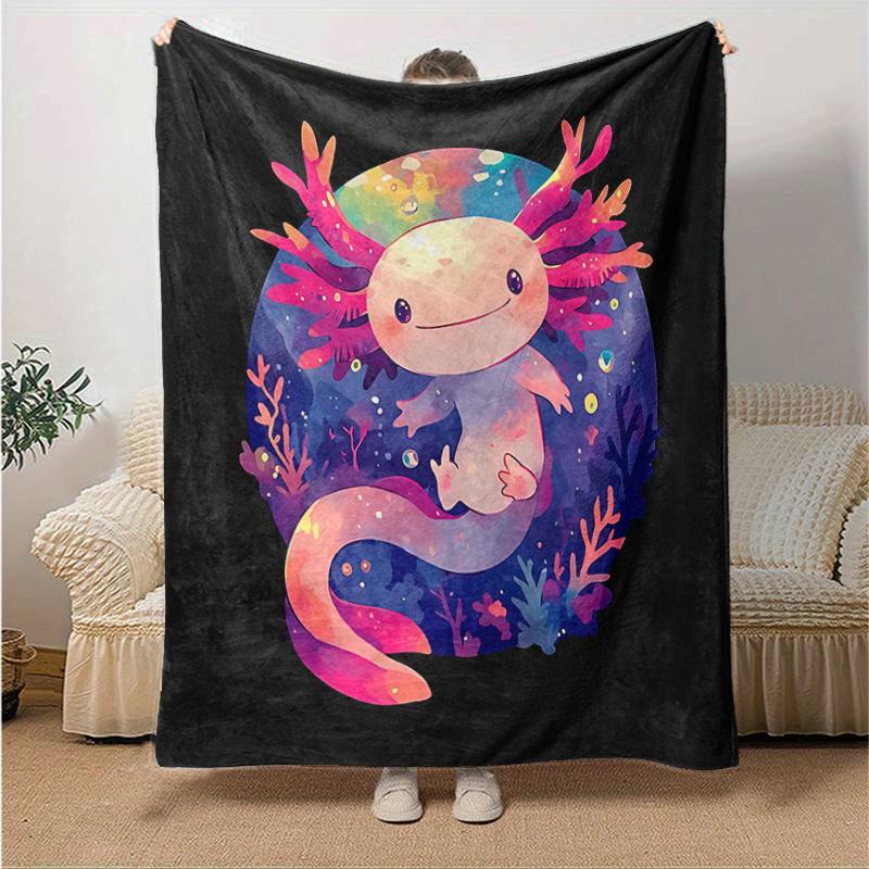 1pc Cute Axolotl  Soft Warm Home Decorative Blankets for Couch Bed Sofa, Living Room, Travel, Camping, Car Blankets