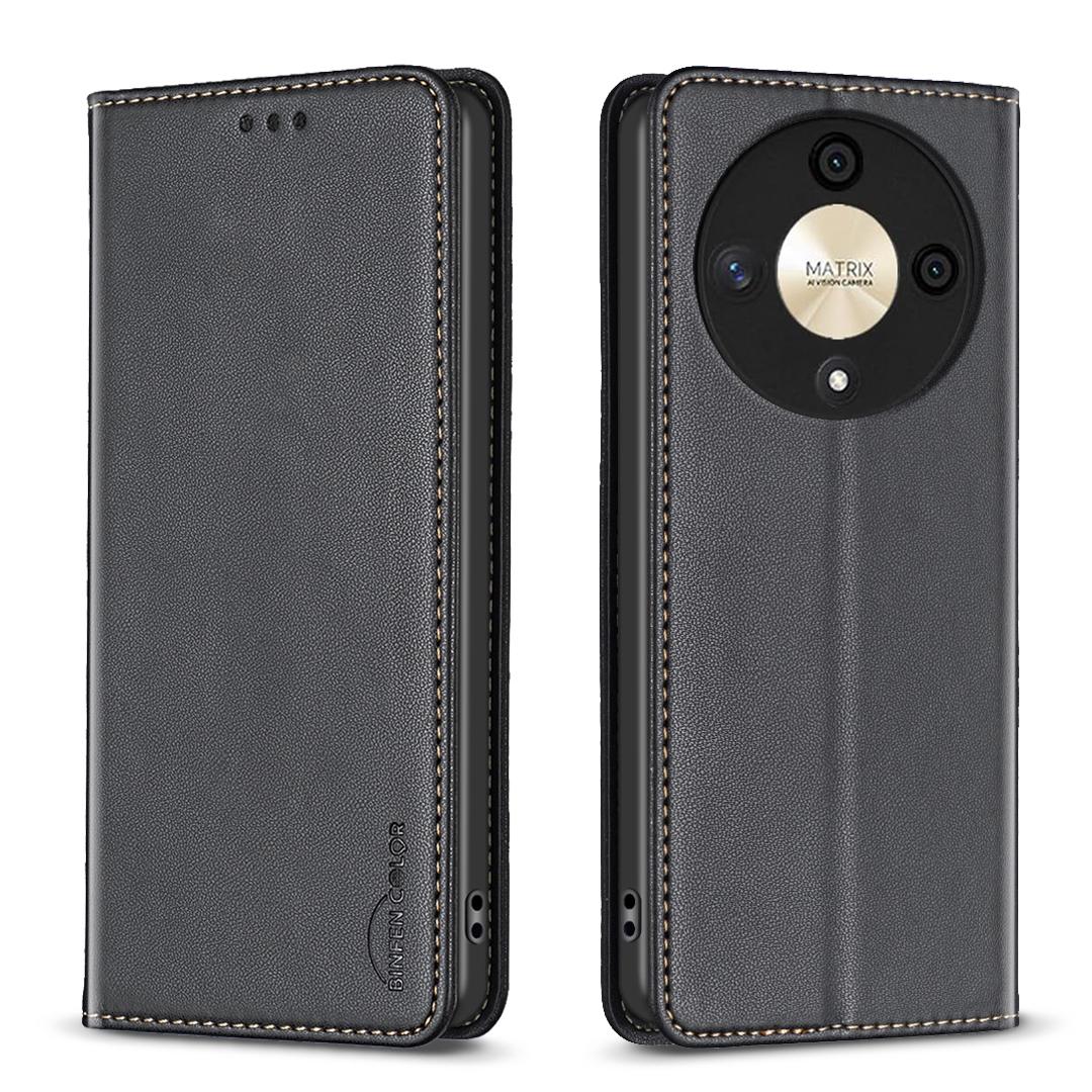 

BINFEN COLOR BF18 For Honor X9b 5G/Magic6 Lite 5G Phone Case with Card Holder Stand Black