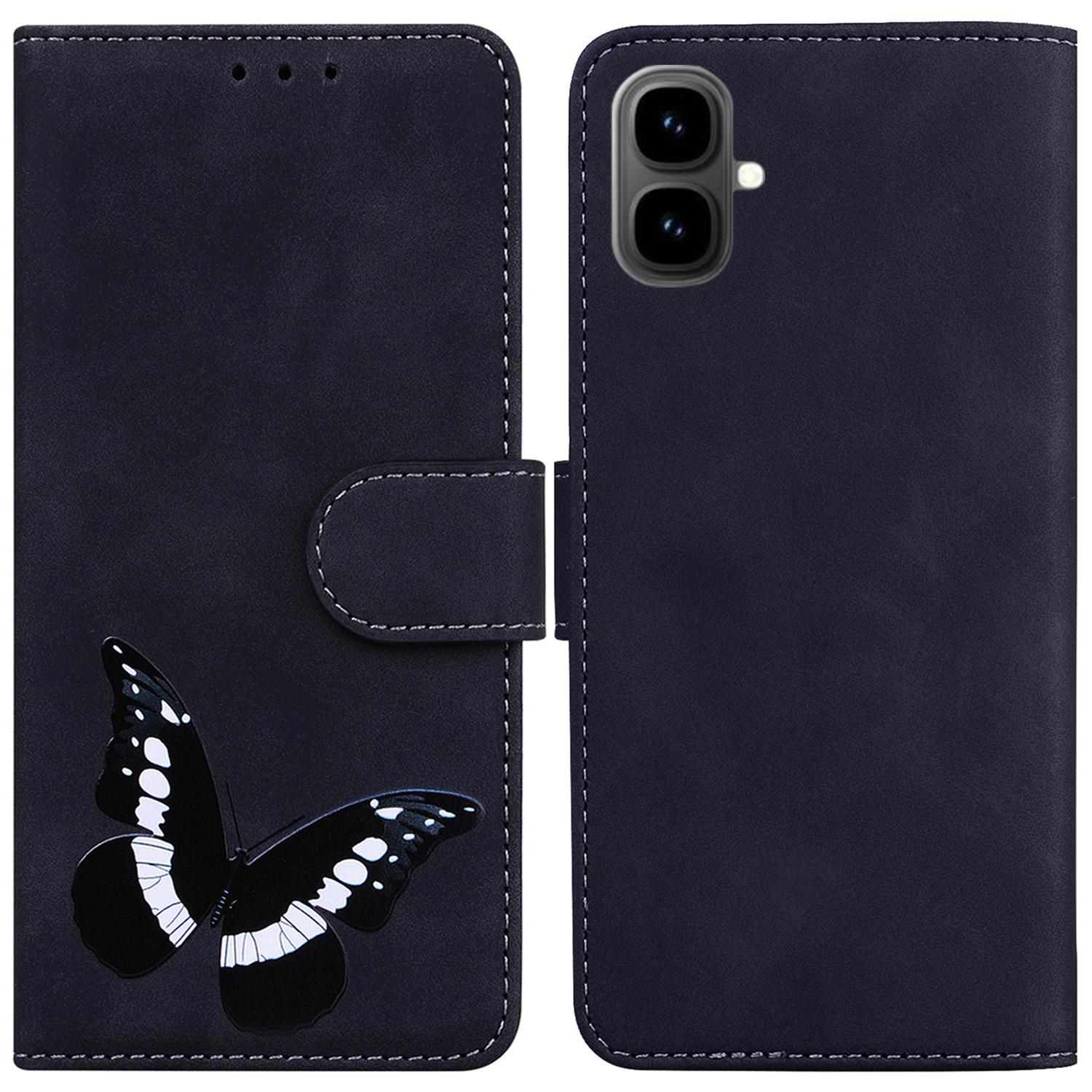 

For Infinix Smart 10 Stand Case PU Leather Phone Cover Butterfly Printed Black