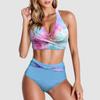 1011 Popular Sexy Tie-dye Printing Split Women's High-waisted Bikini Swimsuit Hot-selling Style
