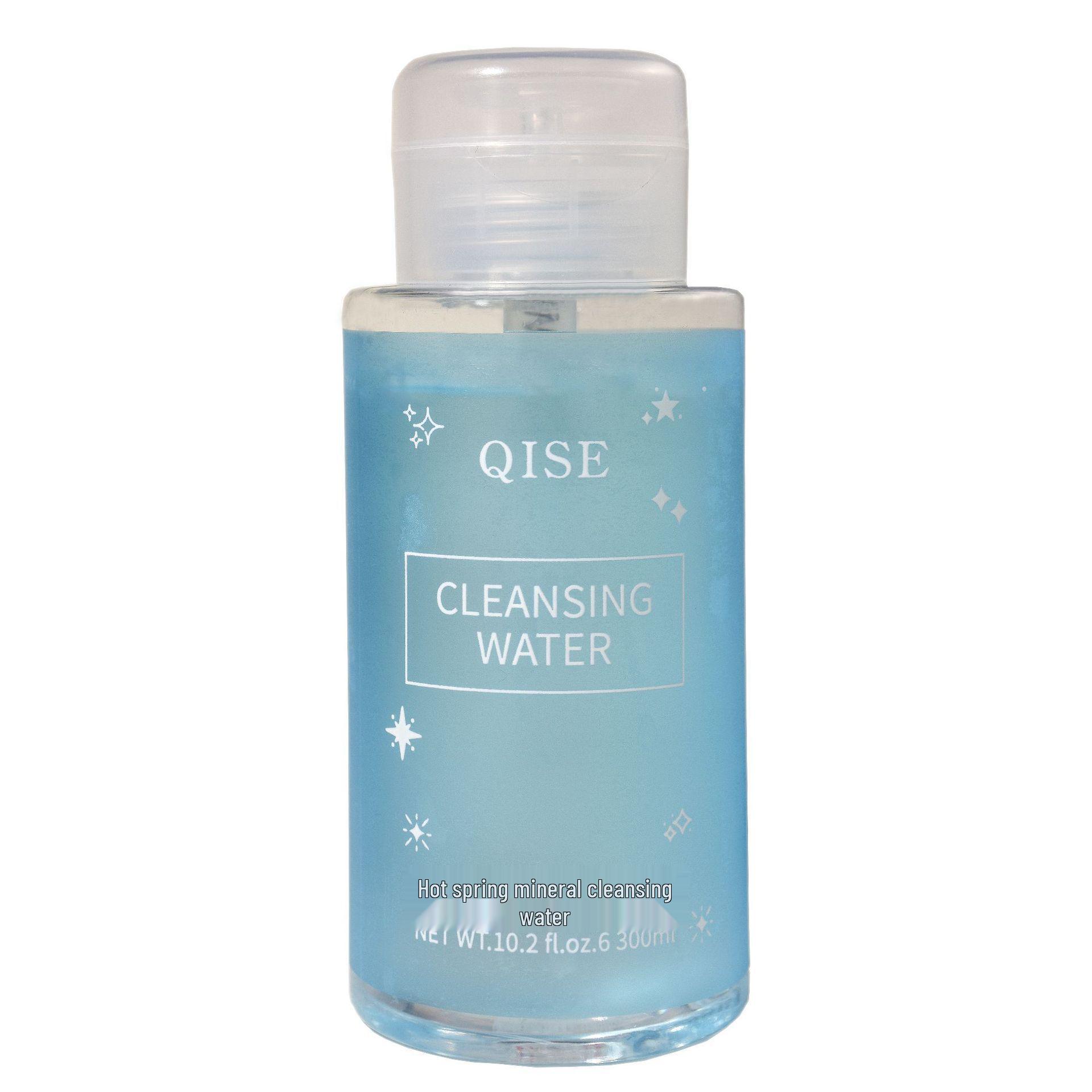 Qiser Hot Spring Makeup Remover: Gentle, Non-Irritating 3-in-1 Cleanser Pump Hot Spring Mineral Makeup Remover 300ml