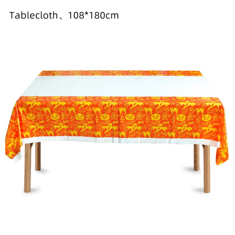 Halloweenský ubrus Fright Night: Design Hrad Dýňového Ducha, Jednorázový PE Materiál
