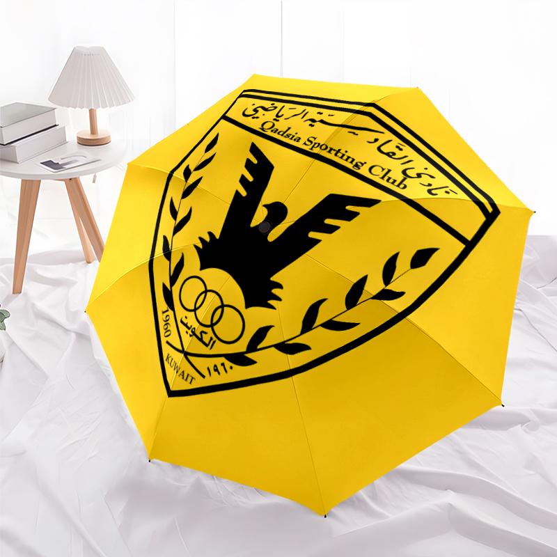 Qadsia Sporting Club Fashionable Automatic Opening/Closing Folding Umbrella. Portable and Foldable, Ideal for Gift, Travel, and Daily Use.