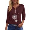 Women's T Shirt Tee Print Button  3/4 SleeveDaily Weekend Fashion Basic V- Neck Regular Top