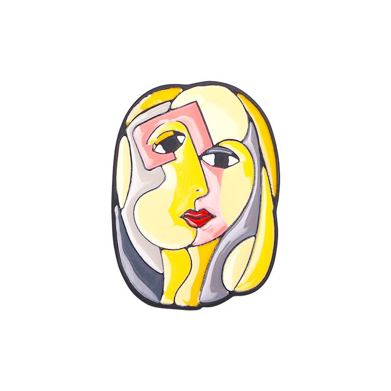 SKEDS Creative Women Enamel Abstract Face Brooch Art Painting Cartoon Splicing Lapel Pins Bages Fashion Clothing Coat Brooches