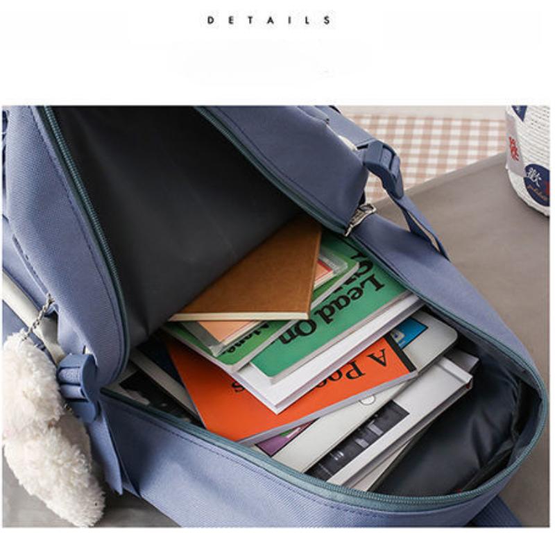 New Set Backpack for Girls Lovely Elementary School Students College Large Capacity Small Fresh Fashionable Backpack