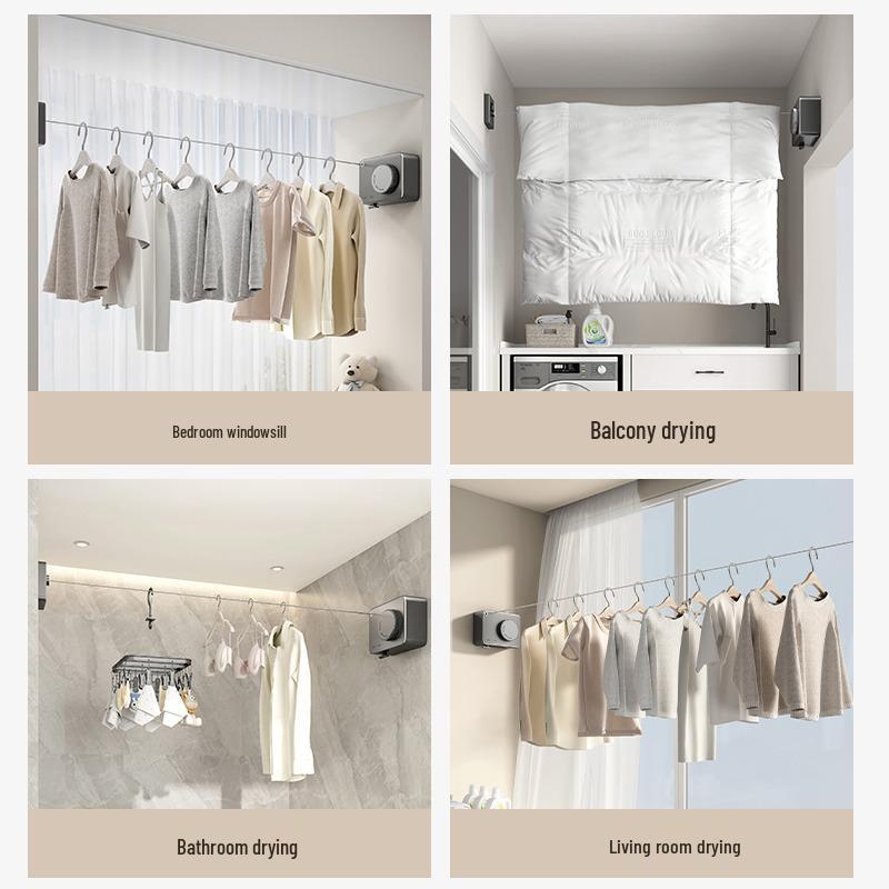 Punch-Free Indoor Retractable Clothesline: Invisible German Steel Wire for Balcony and Bathroom Drying