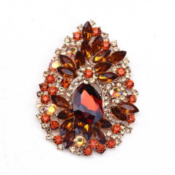 Shining Stained Glass Brooch Vintage Elegant Crystal Inlaid Pin Brooch Women'S Clothing Accessories
