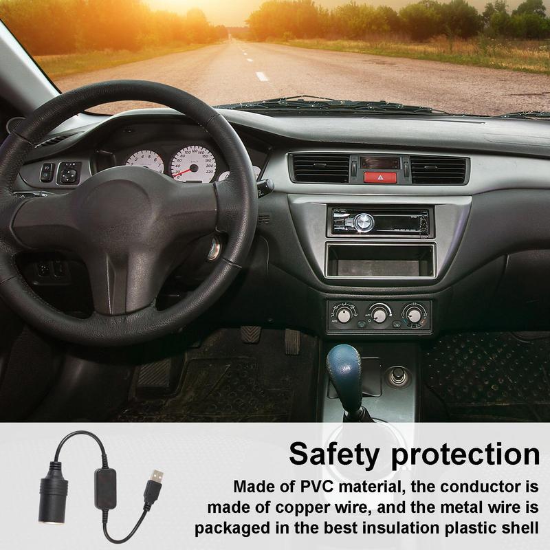 CarLighter Adapter Cable Female Converter USB Adapter 5V to 12V Converter Plug Socket Wired Controller Plug CarLighter Adapter