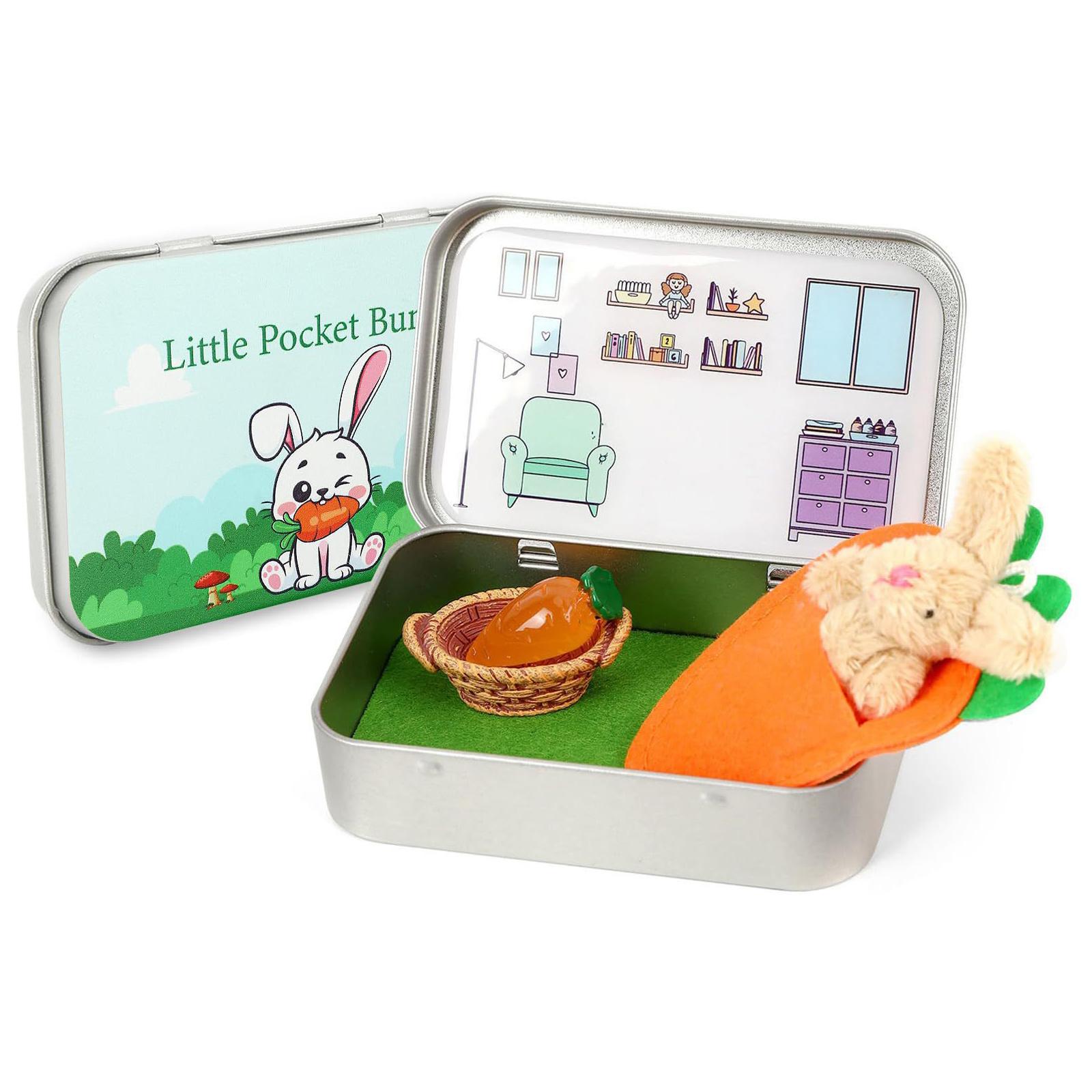 

DIY Pet Bunny Adoption Easter Baskets Decorative Boxes Cute Plushies Bunny Travel Buddy for Toddler Boys and Girls Gift