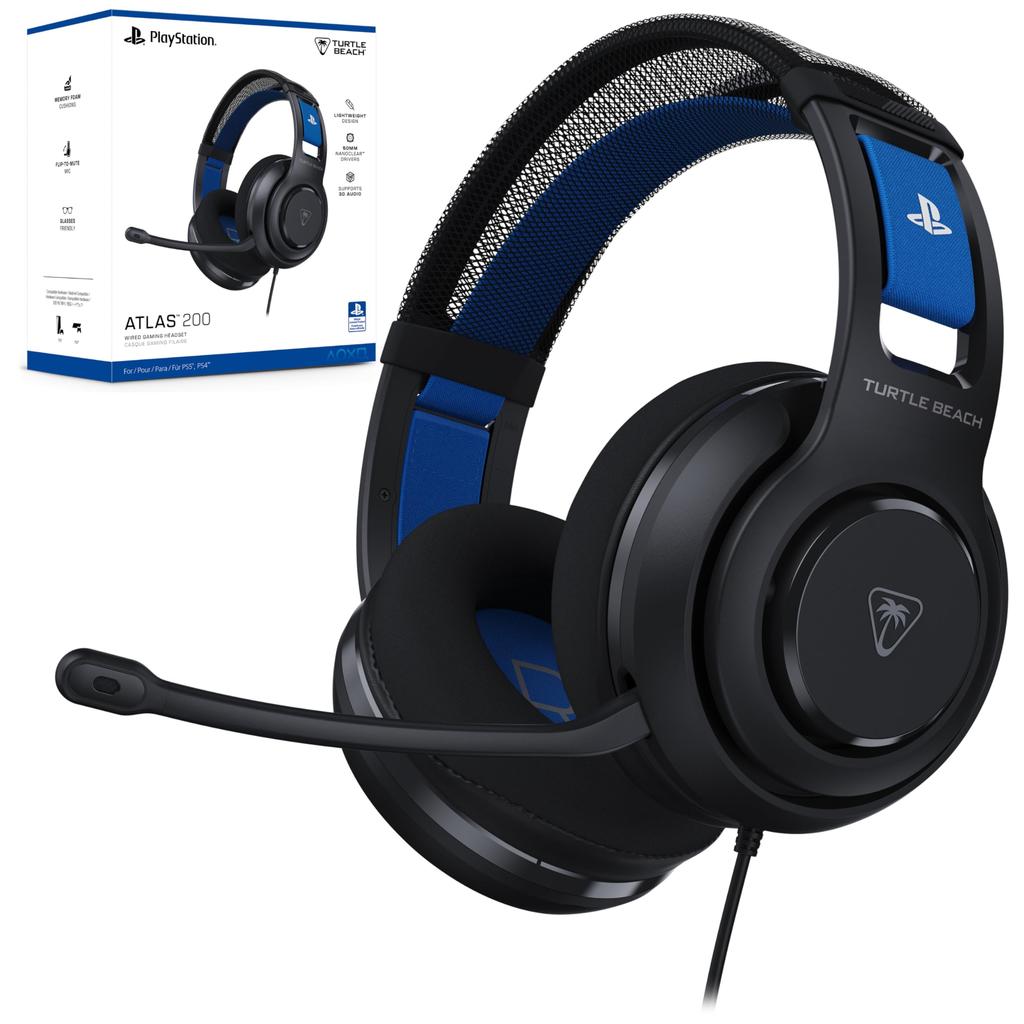 Officially Licensed SONY Atlas 200 Black Wired Gaming Headset for 50mm Foldable Unidirectional Memory and Floating Headband Warranty PS5/PS4