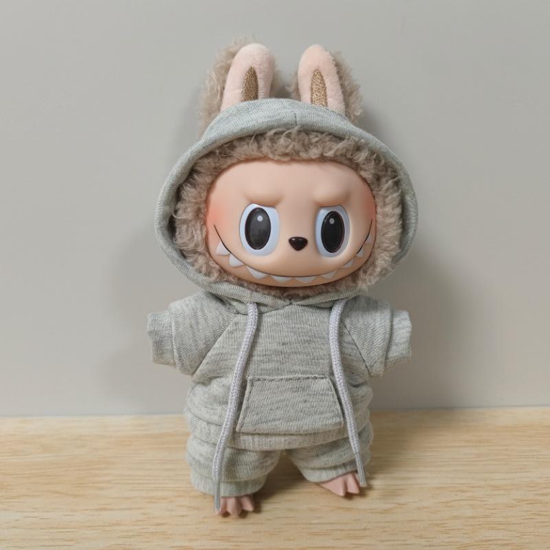 17CM Labubu Vinyl Macaron Blind Box: Casual Hoodie Set & Changeable Outfit Pendant