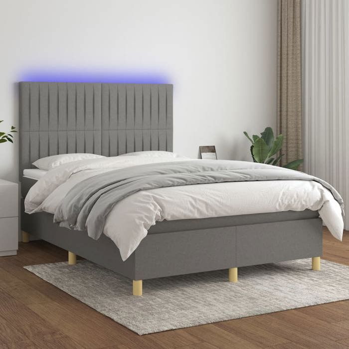 VidaXL Sommier à Lattes de Lit avec Matelas et LED, Lit Rembourré, Lit Double, Lit Adulte de Chambre à Coucher Intérieur, 3135598