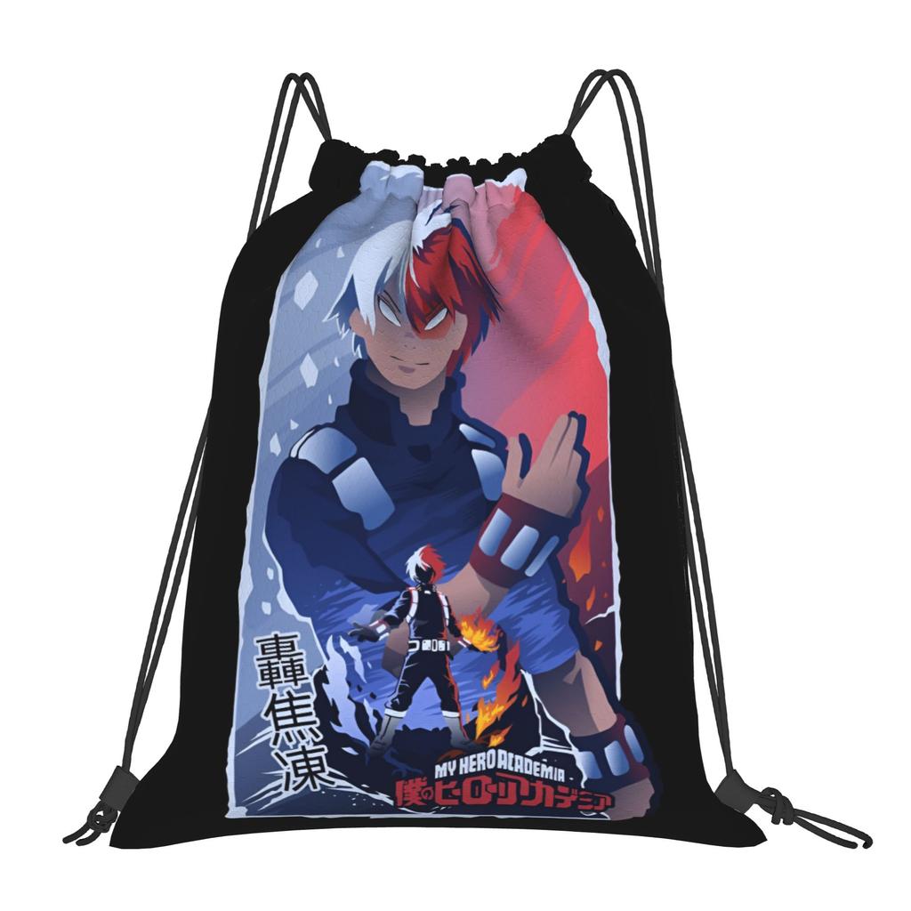 Custom My Hero Academias Drawstring Bag Men Women Portable Gym Sports Sackpack Shoto Todoroki Shopping Storage Backpacks