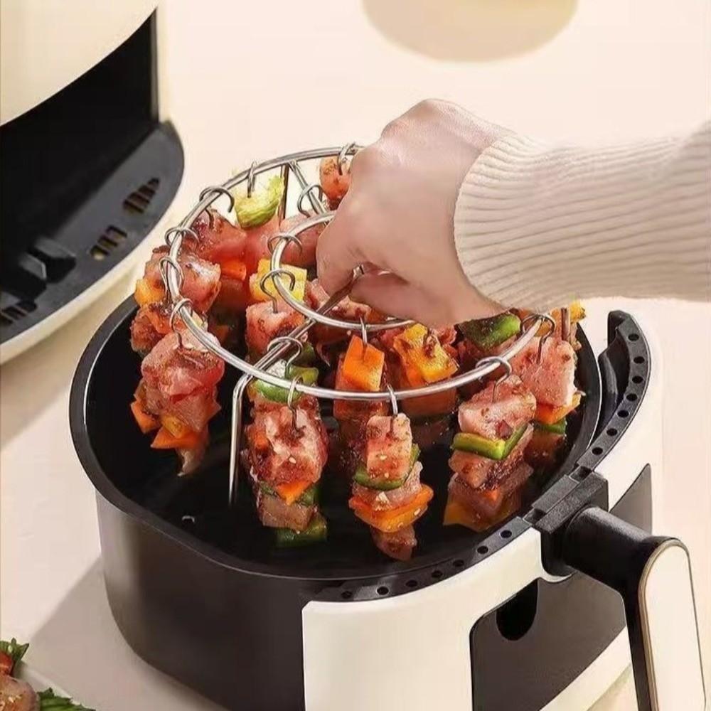Stainless Steel Air Fryer Skewer Stand Non-Stick Vertical Grill Rack Barbecue Grill  Home Kitchen