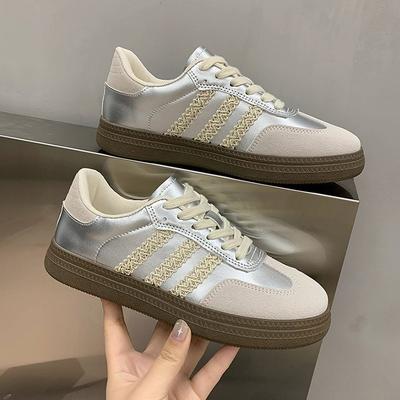 Silberne Rundkopfschuhe Damen Herbst Neu Retro Forrest Gump Schuhe Weiche Sohle Leichte Sport- und Freizeitschuhe