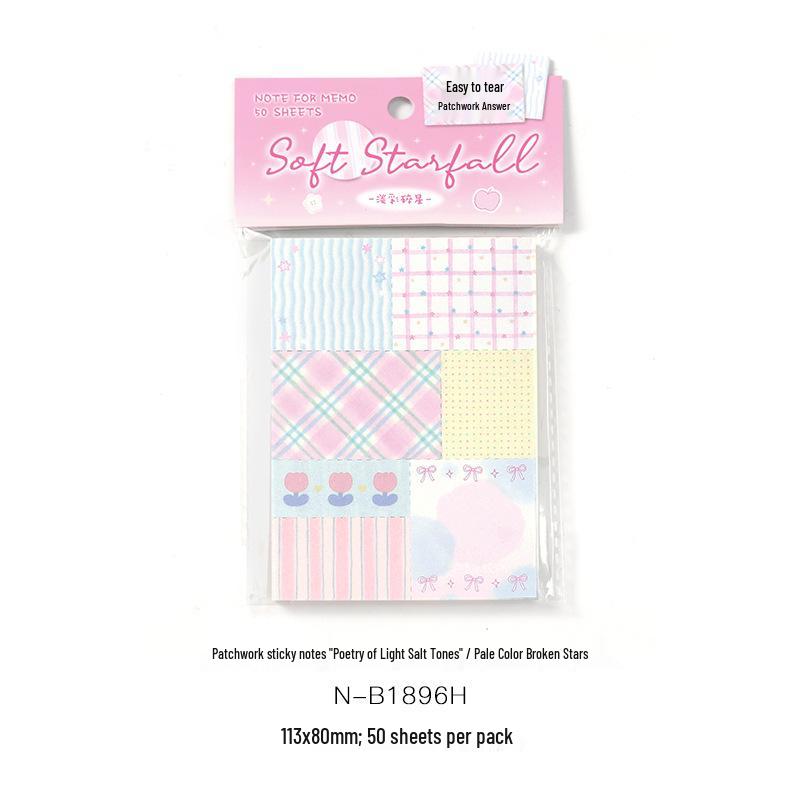 Patchwork Sticky Notes: Light Salt Palette, Tearable Spring Salt-Style Planner.