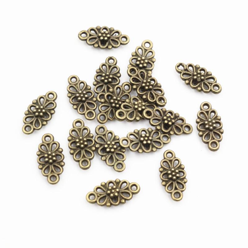 

30pcs/lot 16x8mm Antique Silver Plated Bronze Flower Style Connector Charm Pendant DIY Jewelry Supplies Findings бронзовый