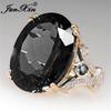 Male Female Luxury Big Black Oval Stone Engagement Ring Vintage Wedding Jewelry For Men Women