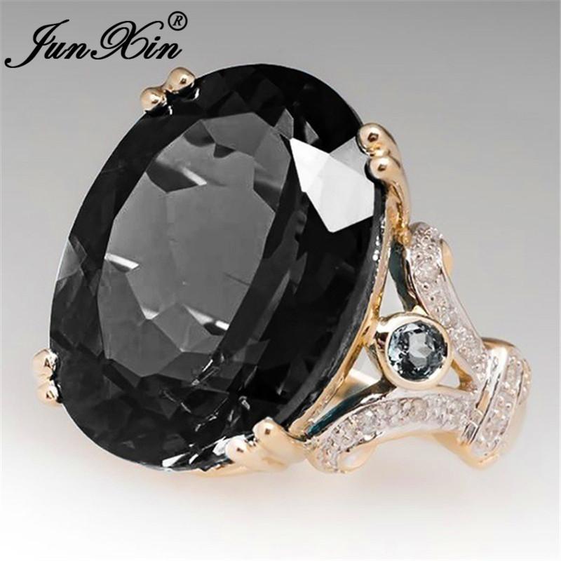 

Male Female Luxury Big Black Oval Stone Engagement Ring Vintage Wedding Jewelry For Men Women 9