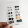 Set colorat de cercei cu șurub tip diamant - 12 perechi