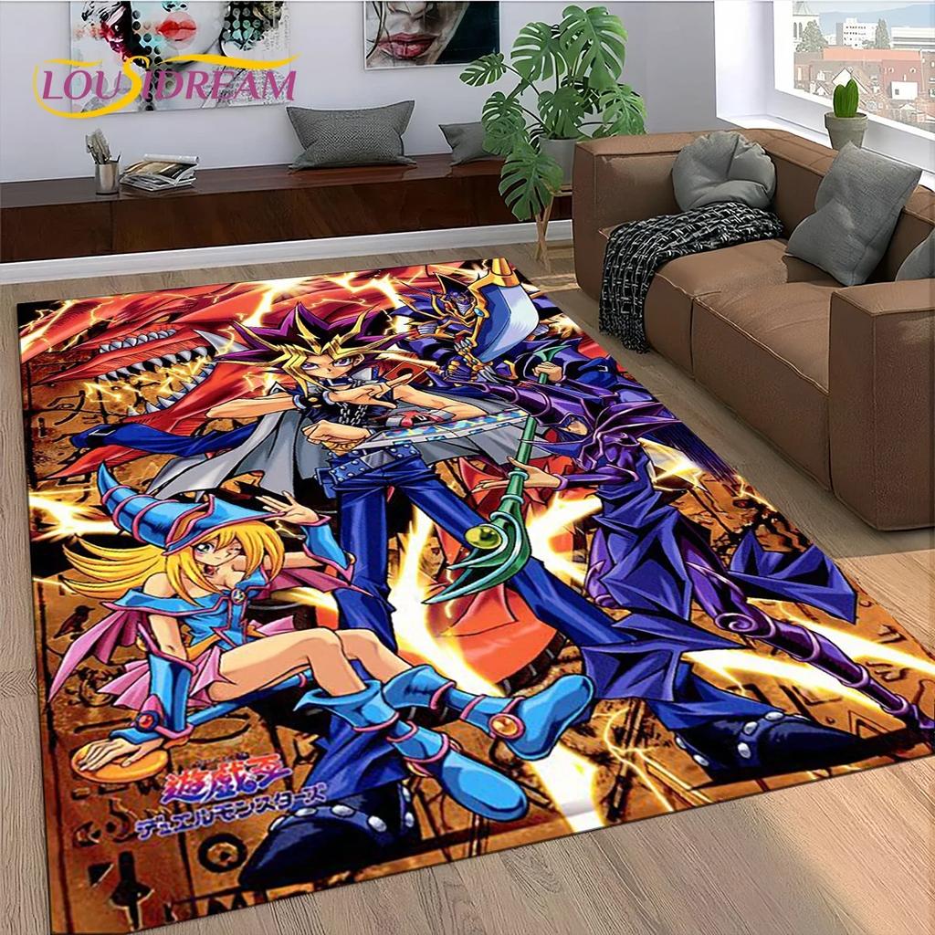 2025 Neuer Yu-Gi-Oh Blauäugiger Drache Monster Goldene Karte Cartoon Spiel Teppich für Schlafzimmer Wohnzimmer Haus Sofa, Dekoration Bodenmatte
