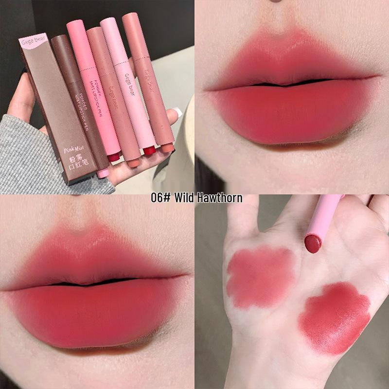 Gogo Bear Matte Velvet Long-Lasting Lipstick Pen - Soft Mist Nude, Highly Pigmented Lip Gloss for Women