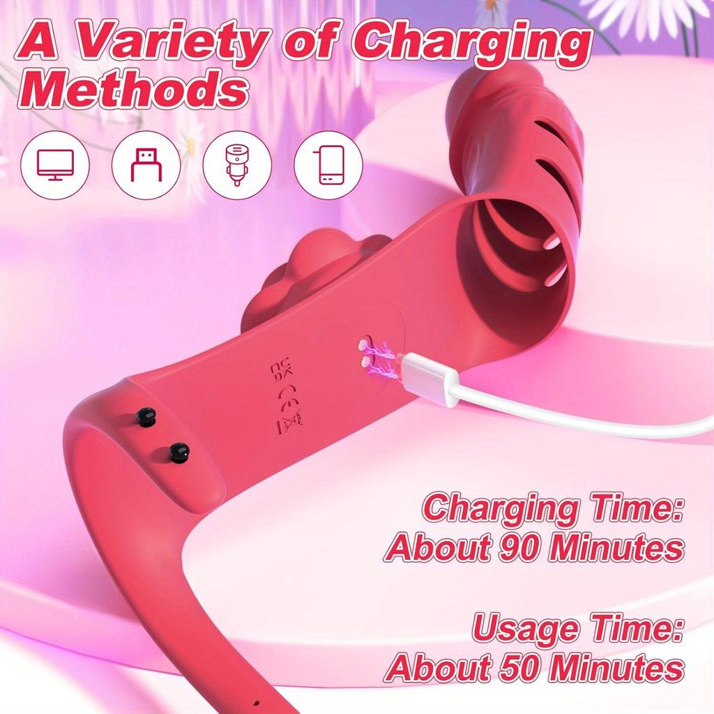 Finger Vibrator G Spot Vibrator Clitoral Stimulator Rose Toy with 9 Powerful Vibration Modes Adjustable Nipple Massager Female