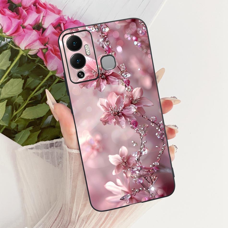 For Infinix Hot 12 Play 12i Cute Flower Butterfly Cat Painted Case For Infinix Hot12i 12Play Black Silicone Soft Phone Cases
