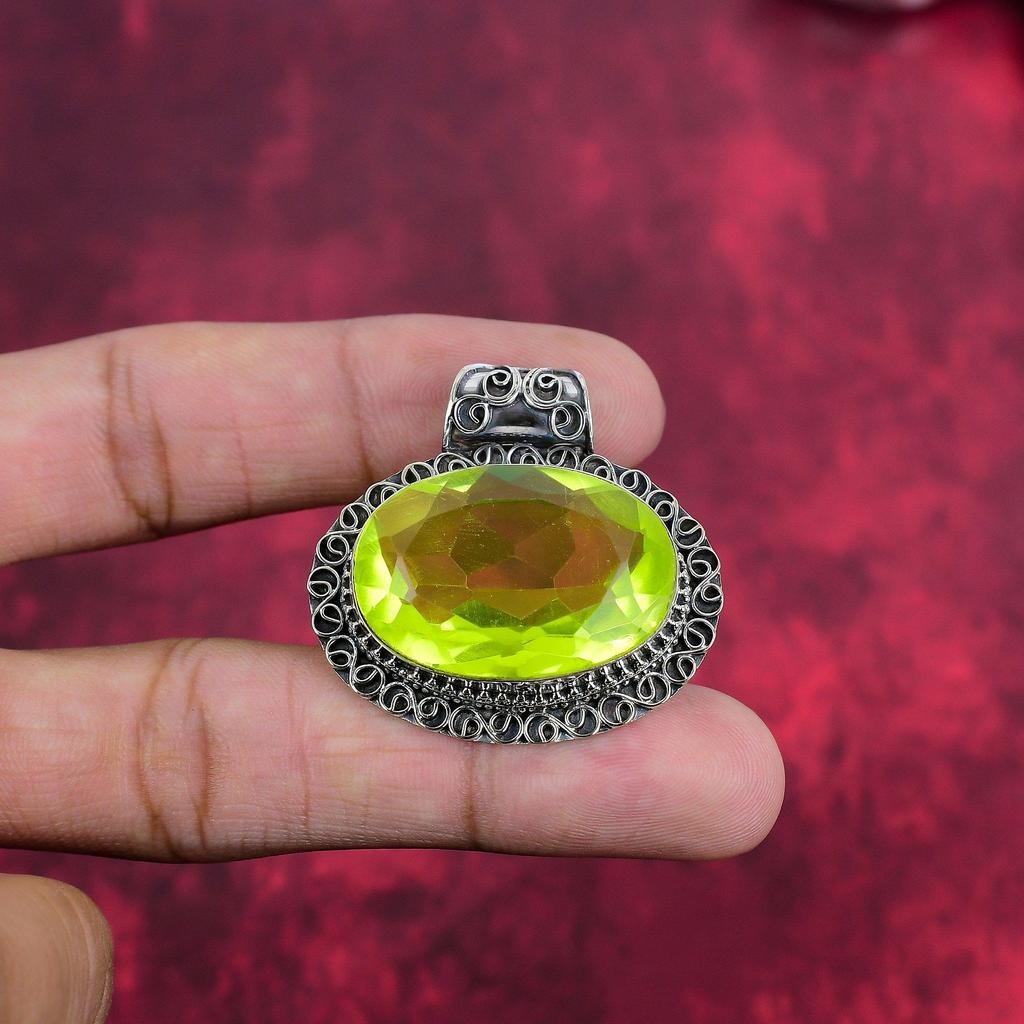 Lemon Topaz Pendant, 925 Sterling Silver Pendant Jewelry, Handmade Pendant Gemstone Jewelry For Thanksgiving