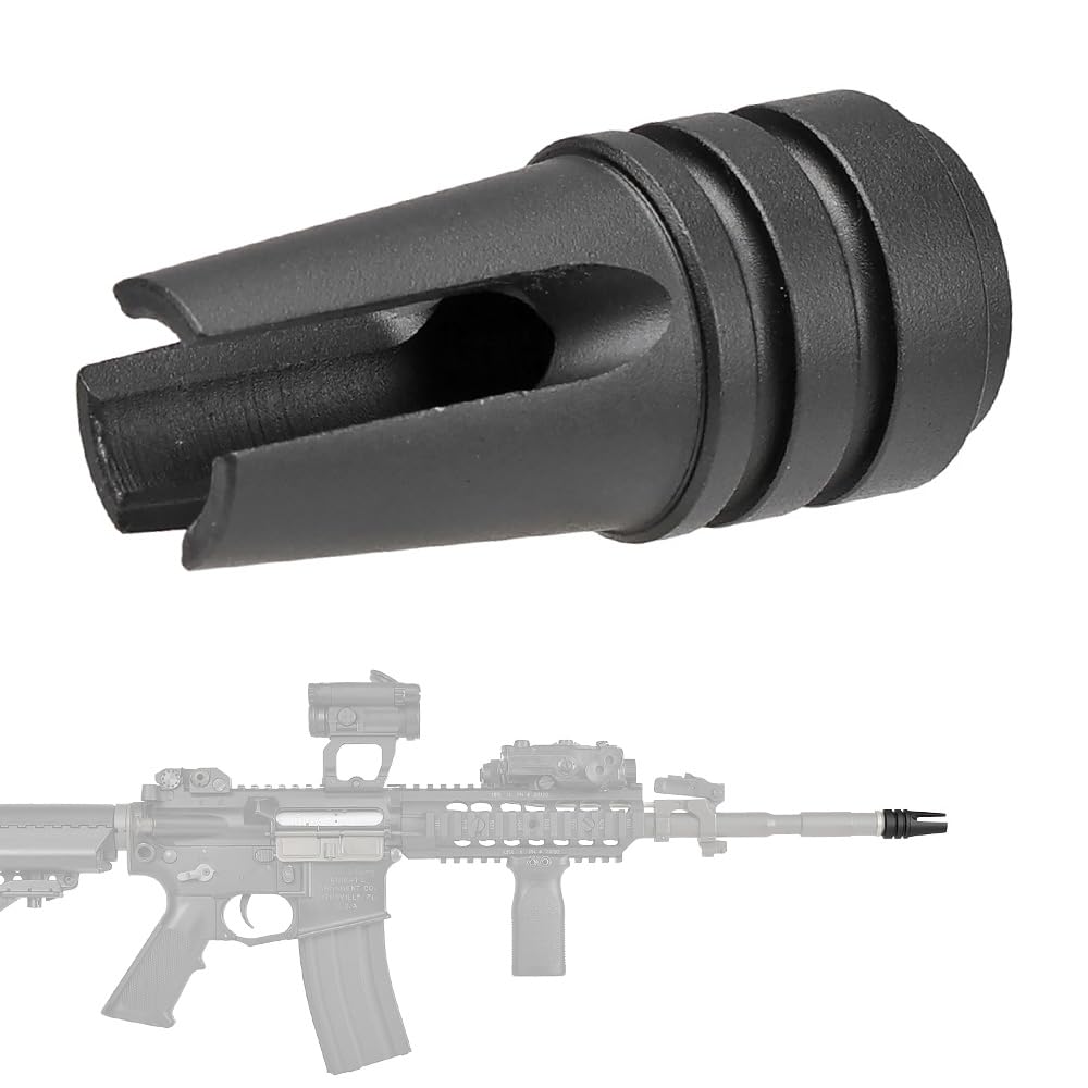 Ryohin Buhin 14mm Reverse Thread Compatible M16A1 3-Prong Flash Hider, Tulip Replica, E&C Aluminum Alloy, for XM16E1, M602, Vietnam War Version