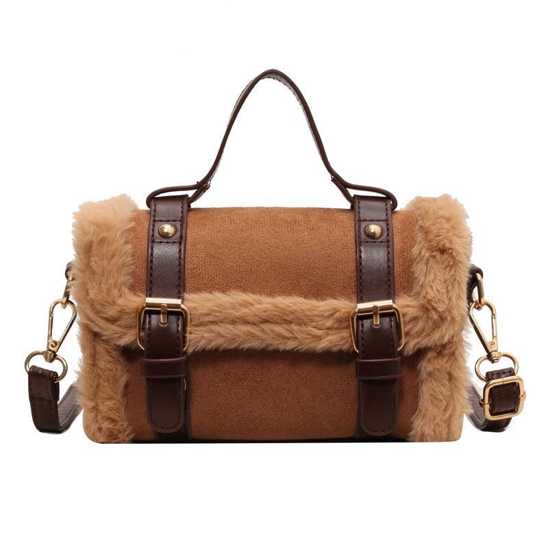 Autumn/Winter 2025 Women's Plush Shoulder Messenger Bag - Fashionable Handheld Style