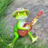 Resin Statue Rock Style Playing Guitar Frog Ornament Realistic Design Figure Courtyard Pond Garden Micro Landscape Decoration