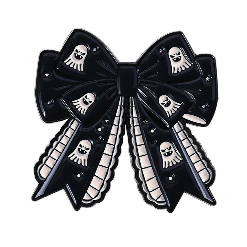 Bat Ghost Face Skull Bow Brooch JK Skirt Decoration Collar Needle Punk Dark Style Sweet Versatile Jewelry Gift