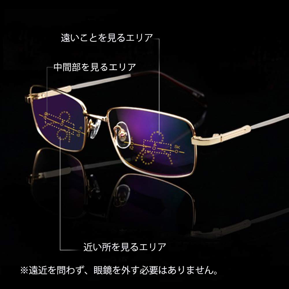 KLESIA Reading Progressive Bifocal Glasses with Memory Blue Light and UV400 Protection Glasses, Focus, Alloy, (2.5, Black)