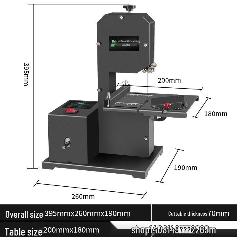 Compact Vertical Woodworking Bandsaw: Curve, Jigsaw, Shaping, Metal, and Table Cutting Machine