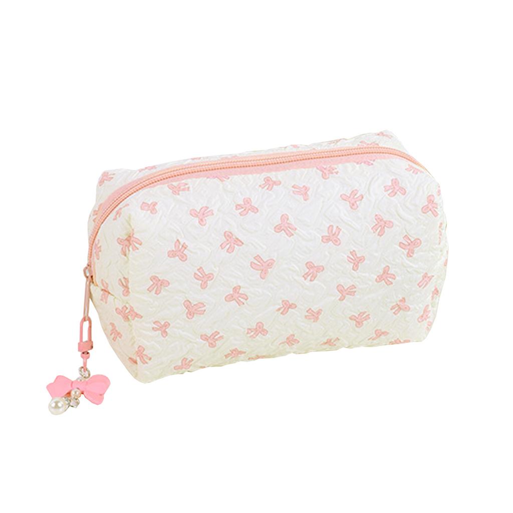 1pc Bow Tie Pattern Pencil Case, Creative Butterfly Tie Zipper Pearl Pendant, Fashion School Supplies - Back To School Essential