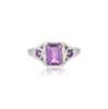 Minimalist Amethyst Ring: Sterling Silver Three Stone Design
