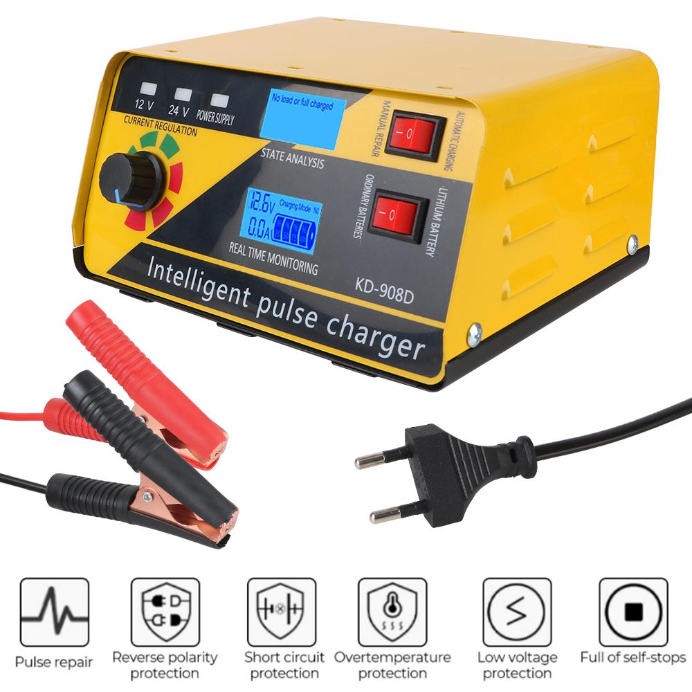 KD908D Car Battery Charger 260W Fully Automatic Pulse Repair 12V/20A 24V/10A for Lithium Lead Acid Batteries Current Regulate