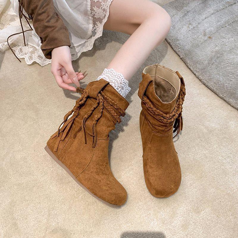 Autumn and winter short boots versatile 2025 commuter pile fashion women's boots new retro trendy fashion boots Martin boots simple