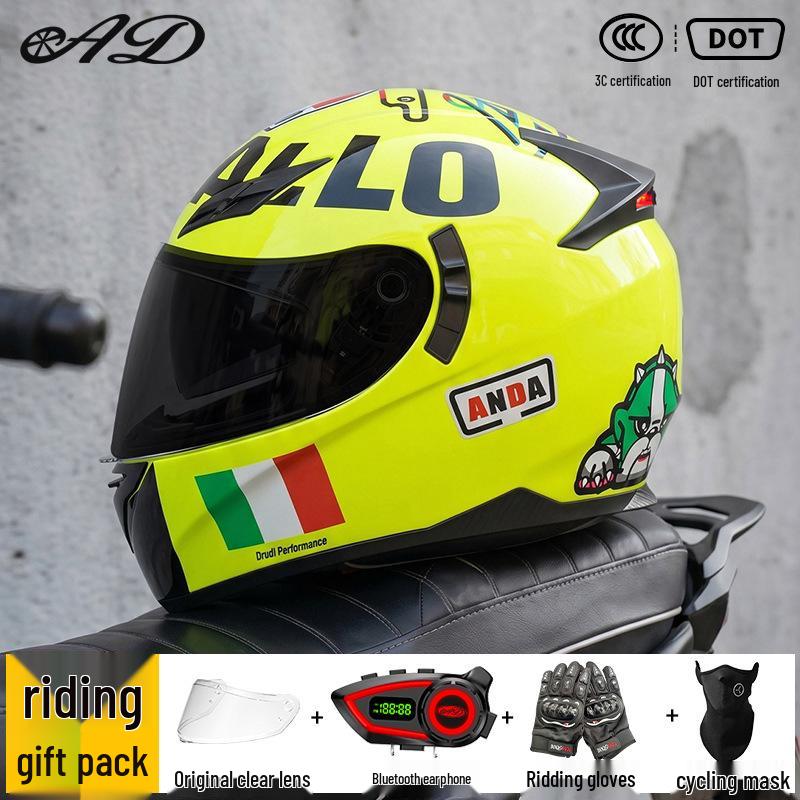 Bluetooth Smart Taillight Flip-Up Motorcycle Helmet for Men and Women - All-Season, Full Coverage for Electric and Off-Road Riding