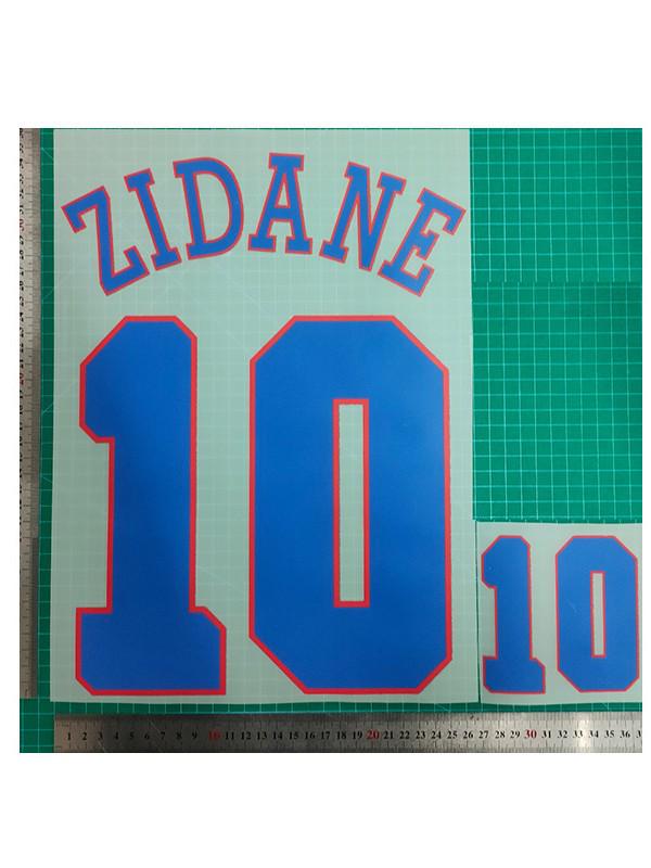 1996 France Away Zidane #10 Heat Transfer Jersey Stickers (Adult)
