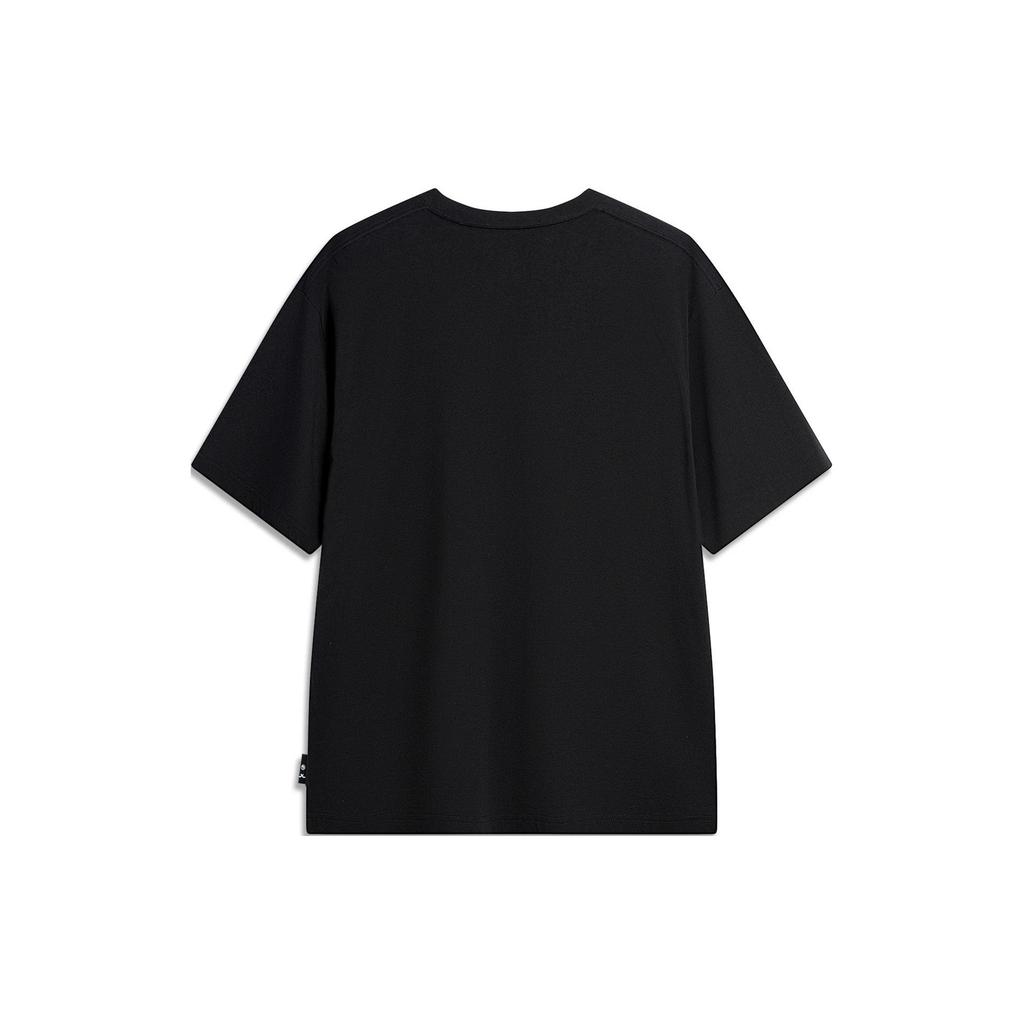 Li-Ning Badfive Letter Round Neck Pullover Short Sleeve T-Shirt Men Tops Black AHSU427-1