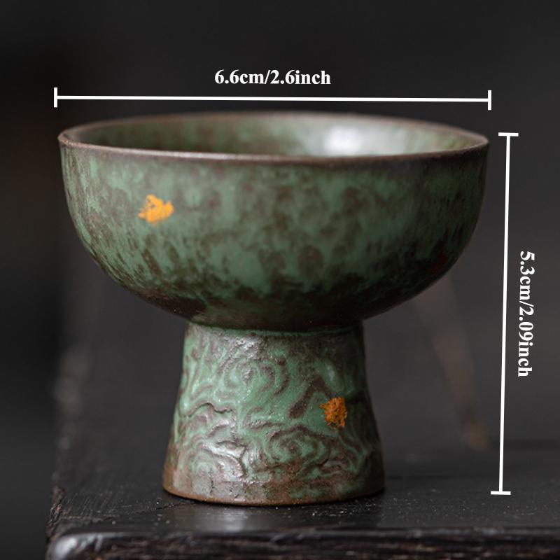Old Rock Clay Goblet Silver Gilded High Foot Master Cup Bronze Glaze Ceramic Teacup Chinese Kungfu Teaware Tea Bowl Drinkware
