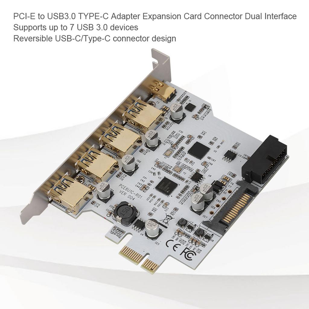 PCI E to USB3.0 4 port Type C Adapter Expansion Card Connector Dual Interface