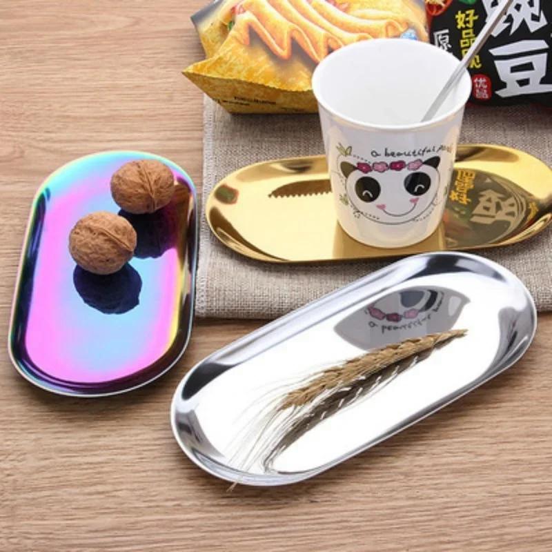

Household Table Supplies 1Pcs Metal Tray Gold Stainless Steel Storage Trays Decorative Ornaments Creative Furnishings Home Decor S-Silver
