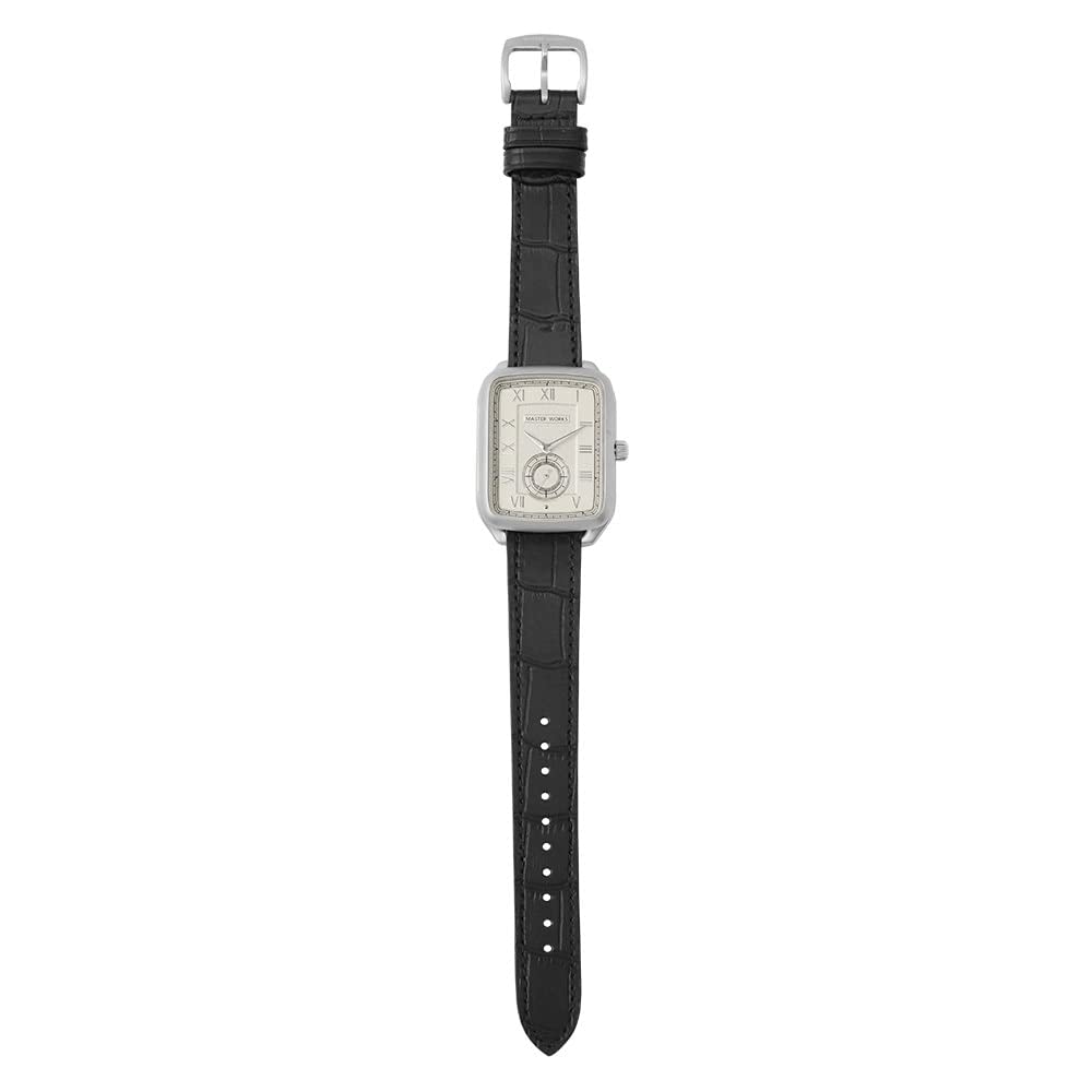 [MASTER WORKS] Masterworks Quadrangle MW10SI-GCBKG8 Men's Watch, Made In Japan, Quartz, 33mm, Leather Strap, Square Shape