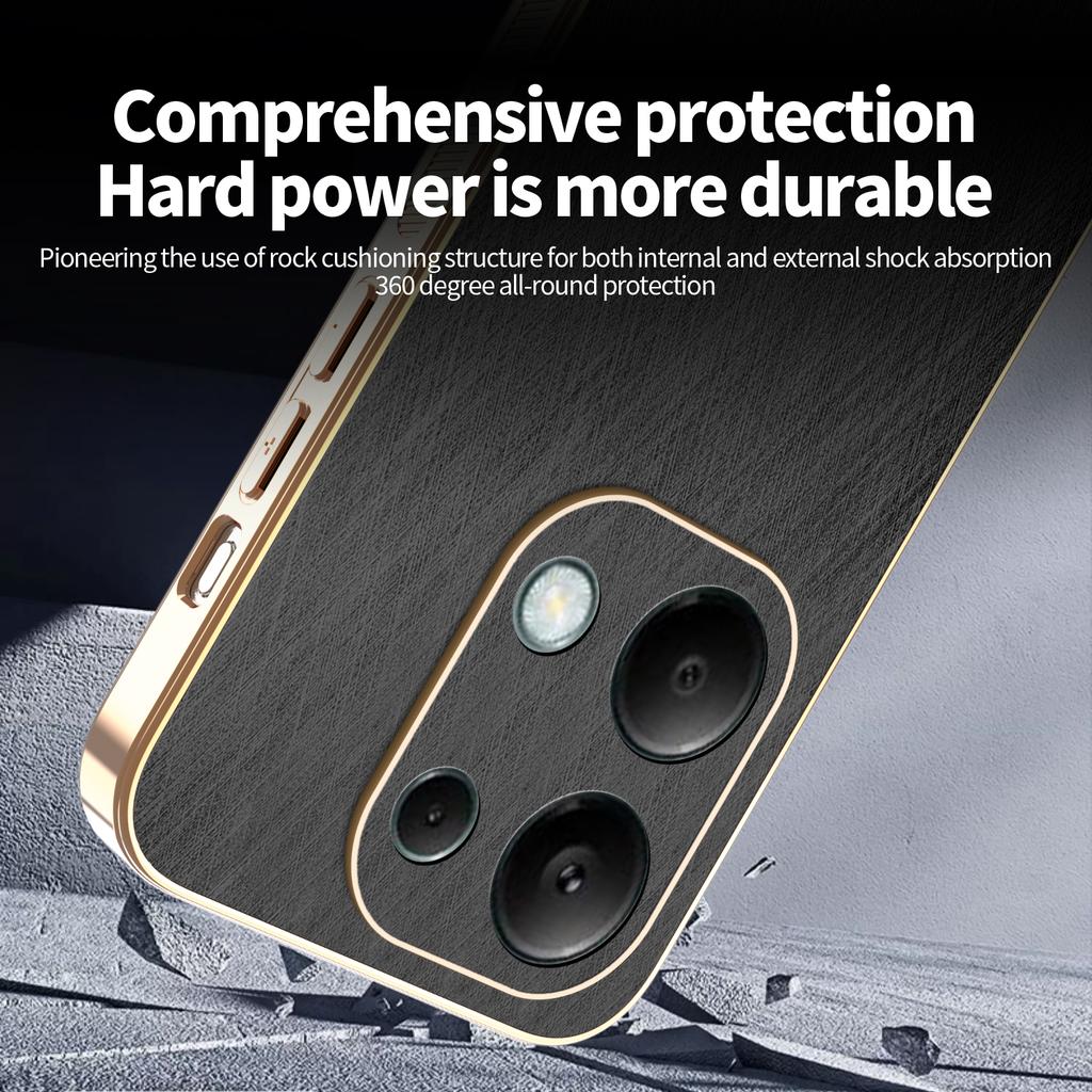 KADEM Phone Case For Xiaomi Redmi Note 13 Pro 4G/Note 14S 4G/Poco M6 Pro 4G,Electroplating Silk Texture PU+TPU Back Cover